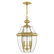 Monterey 3-Light Large Outdoor Pendant Lantern in Polished Brass