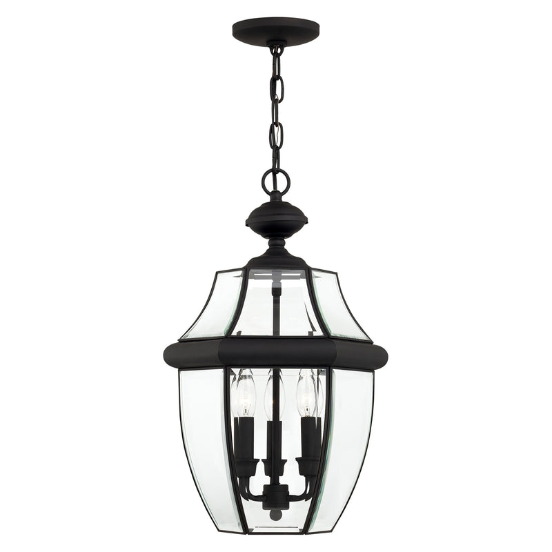 Monterey 3-Light Large Outdoor Pendant Lantern in Black