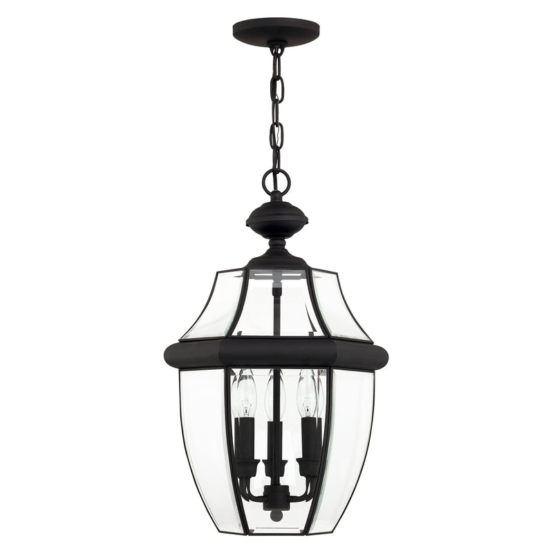 Monterey 3-Light Large Outdoor Pendant Lantern in Black