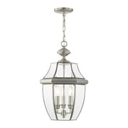 Monterey 3-Light Large Outdoor Pendant Lantern in Brushed Nickel