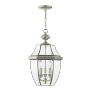 Monterey 3-Light Large Outdoor Pendant Lantern in Brushed Nickel