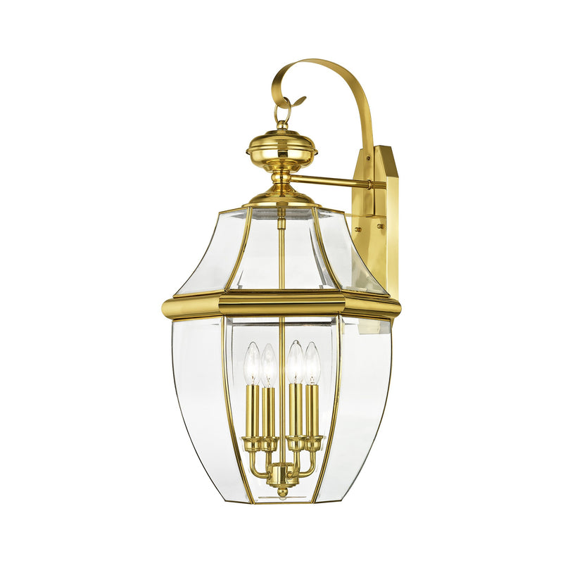 Monterey 4-Light Extra Large Outdoor Wall Lantern in Polished Brass