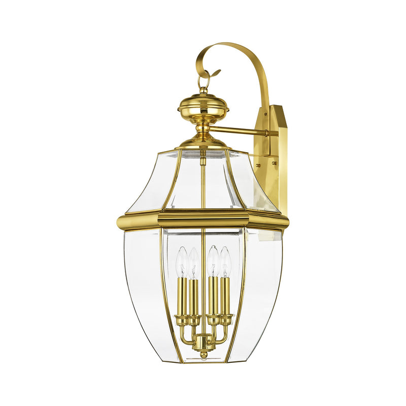 Monterey 4-Light Extra Large Outdoor Wall Lantern in Polished Brass