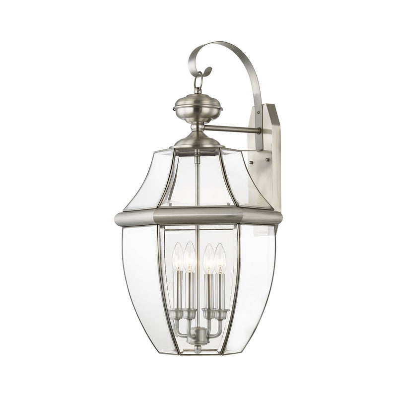 Monterey 4-Light Extra Large Outdoor Wall Lantern in Brushed Nickel