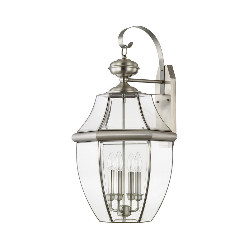 Monterey 4-Light Extra Large Outdoor Wall Lantern in Brushed Nickel