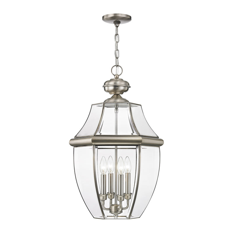 Monterey 4-Light Extra Large Outdoor Pendant Lantern in Brushed Nickel