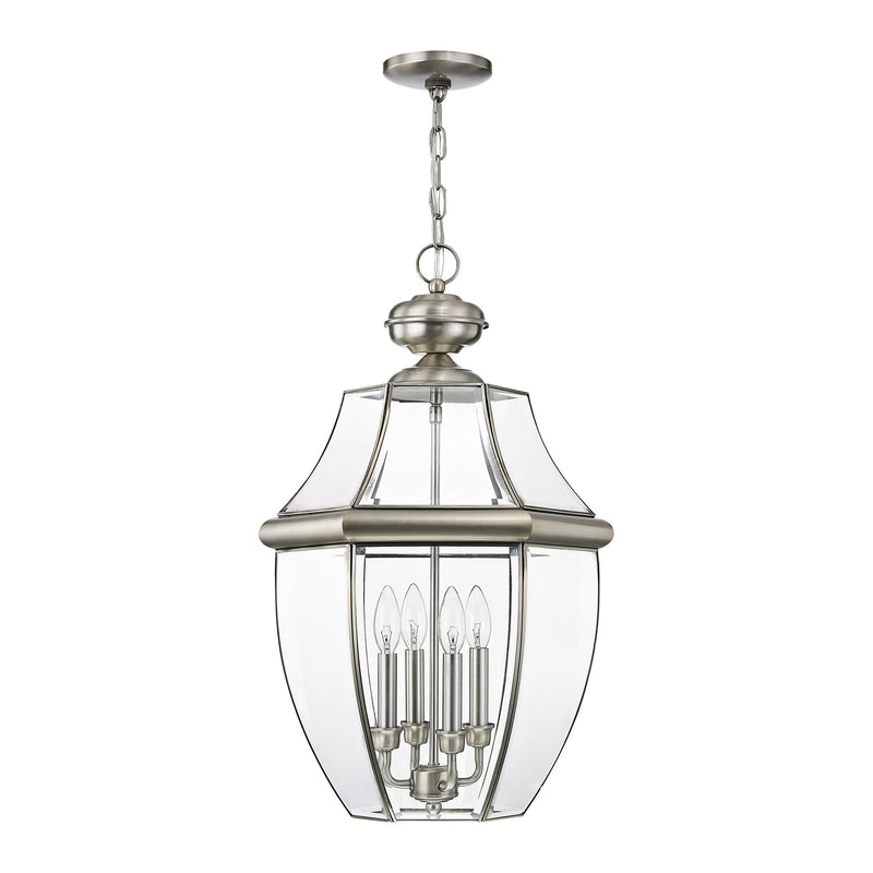 Monterey 4-Light Extra Large Outdoor Pendant Lantern in Brushed Nickel