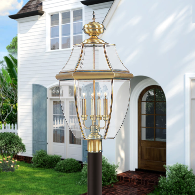 Monterey 4-Light Extra Large Outdoor Post Light in Antique Brass