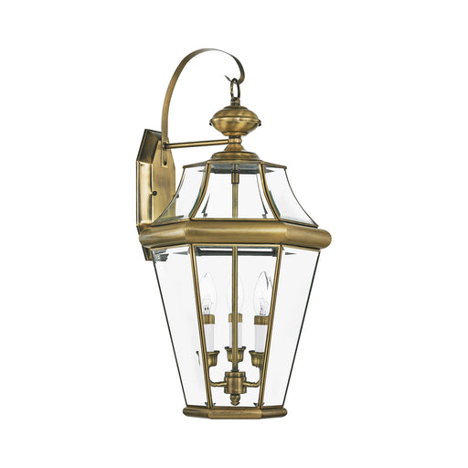 Georgetown 3-Light Large Outdoor Wall Lantern in Antique Brass
