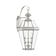 Georgetown 3-Light Large Outdoor Wall Lantern in Brushed Nickel