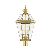 Georgetown 3-Light Large Outdoor Post Light in Polished Brass