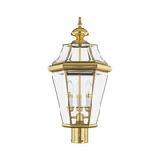 Georgetown 3-Light Large Outdoor Post Light in Polished Brass