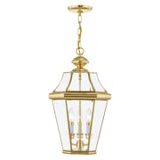 Georgetown 3-Light Large Outdoor Pendant Lantern in Polished Brass