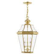 Georgetown 3-Light Large Outdoor Pendant Lantern in Polished Brass
