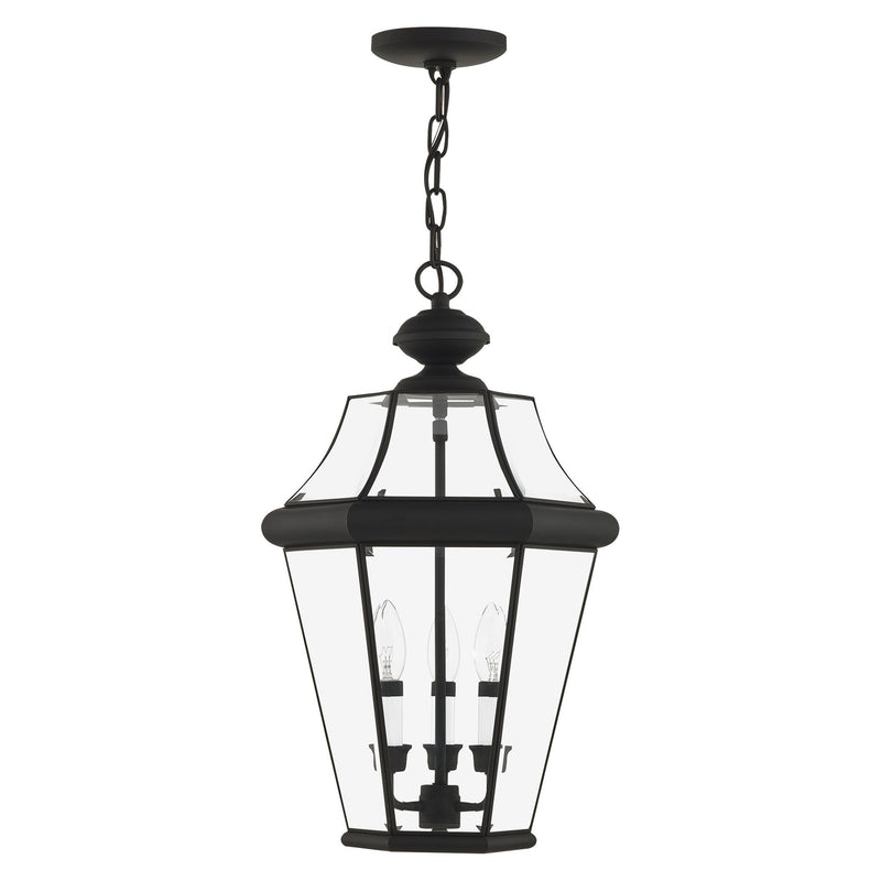 Georgetown 3-Light Large Outdoor Pendant Lantern in Black