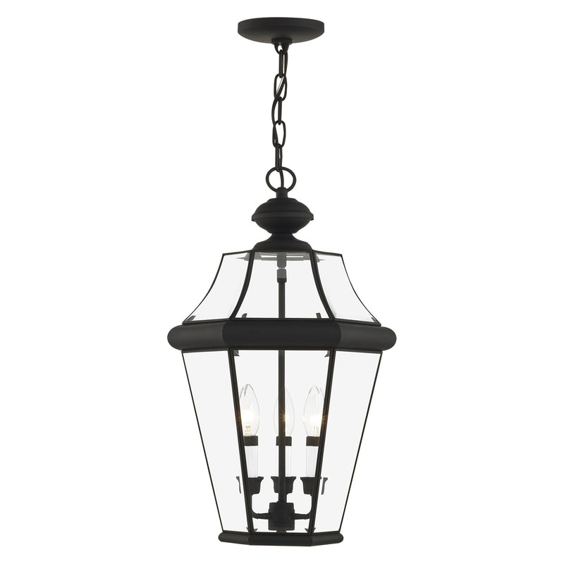 Georgetown 3-Light Large Outdoor Pendant Lantern in Black