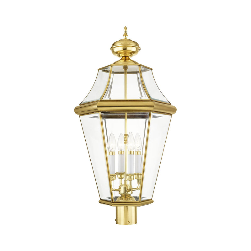 Georgetown 4-Light Extra Large Outdoor Post Light in Polished Brass