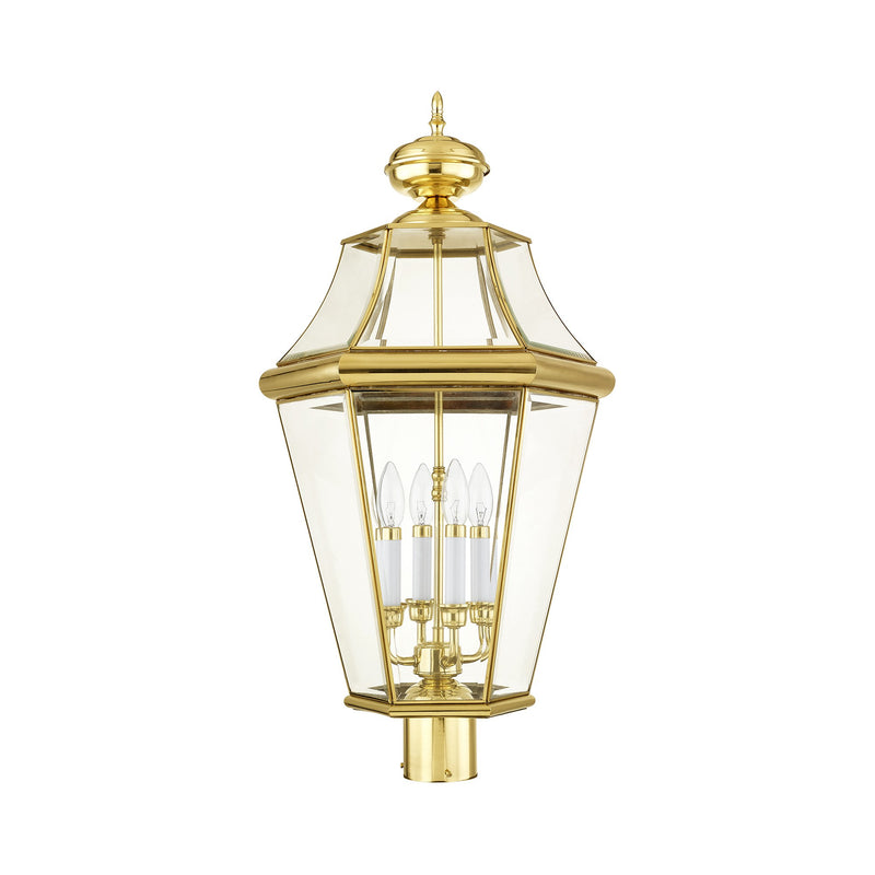 Georgetown 4-Light Extra Large Outdoor Post Light in Polished Brass