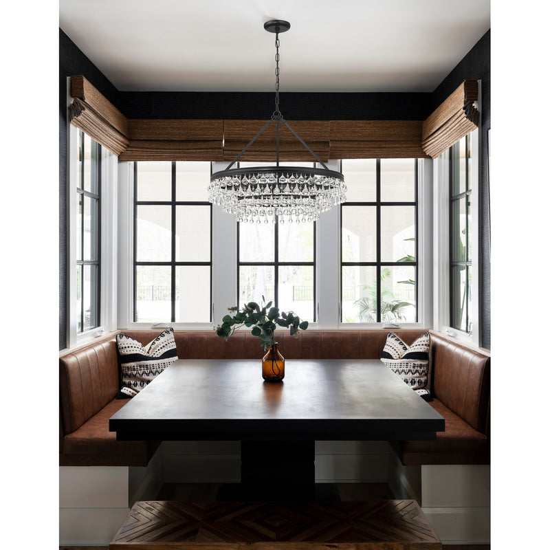 Calypso 6 Light 25" Chandelier in Matte Black in a room setting