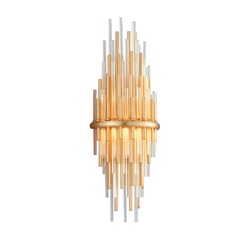Theory 2-Light Large Wall Sconce in Gold Leaf / Stainless Steel
