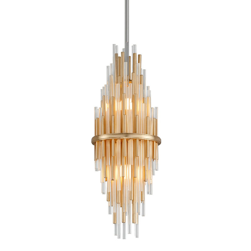 Theory 2-Light Pendant in Gold Leaf / Stainless Steel