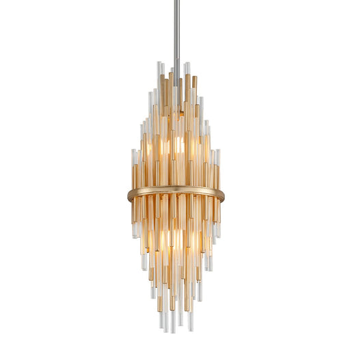 Theory 2-Light Pendant in Gold Leaf / Stainless Steel