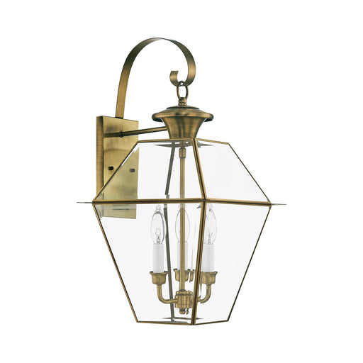 Westover 3-Light Large Outdoor Wall Lantern in Antique Brass