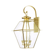 Westover 3-Light Large Outdoor Wall Lantern in Polished Brass