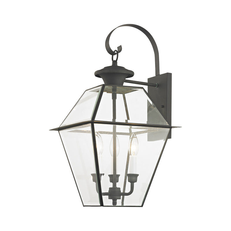 Westover 3-Light Large Outdoor Wall Lantern in Charcoal