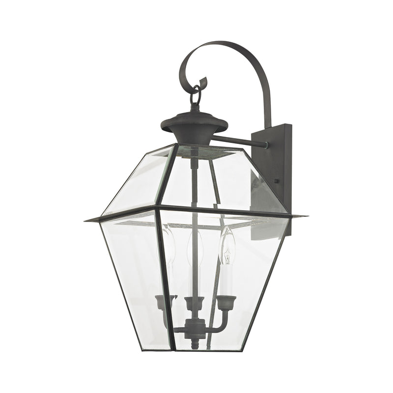 Westover 3-Light Large Outdoor Wall Lantern in Charcoal