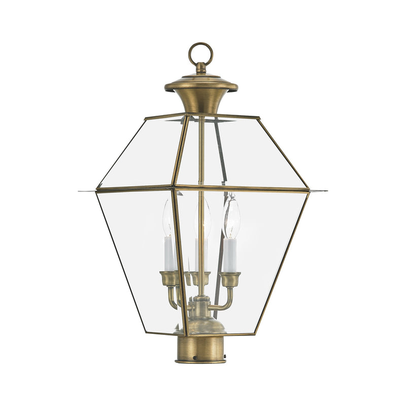 Westover 3-Light Large Outdoor Post Light in Antique Brass