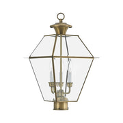 Westover 3-Light Large Outdoor Post Light in Antique Brass