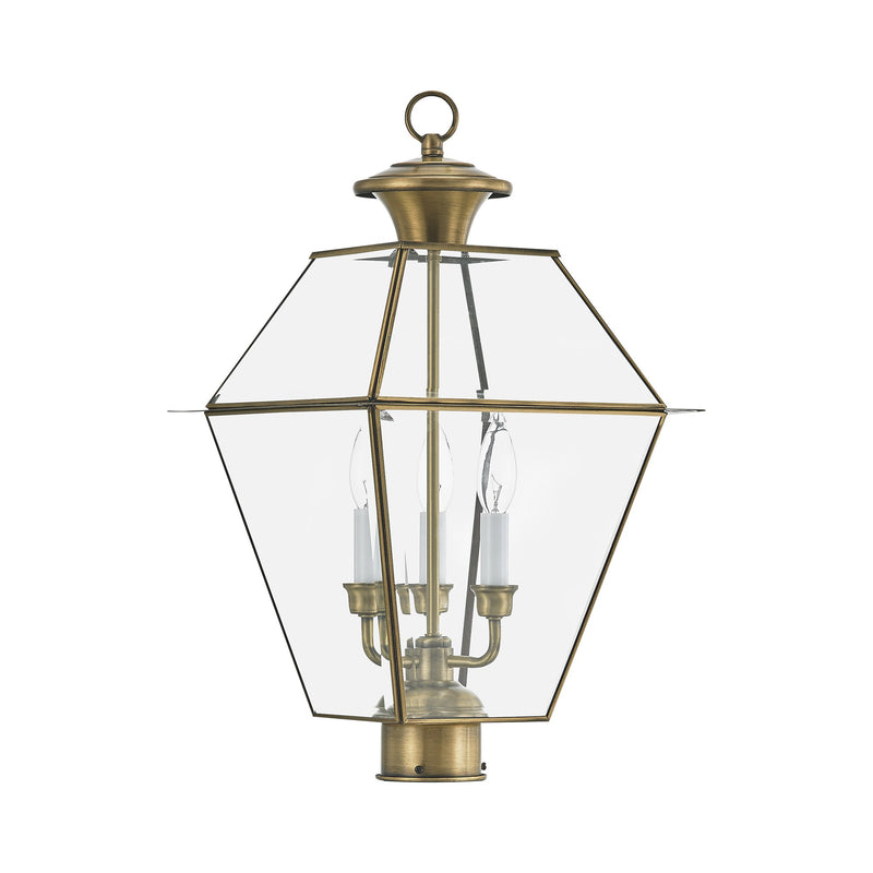 Westover 3-Light Large Outdoor Post Light in Antique Brass
