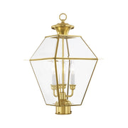 Westover 3-Light Large Outdoor Post Light in Polished Brass
