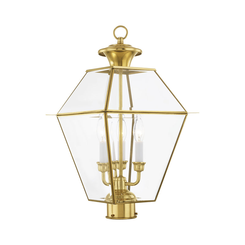 Westover 3-Light Large Outdoor Post Light in Polished Brass