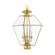 Westover 3-Light Large Outdoor Post Light in Polished Brass