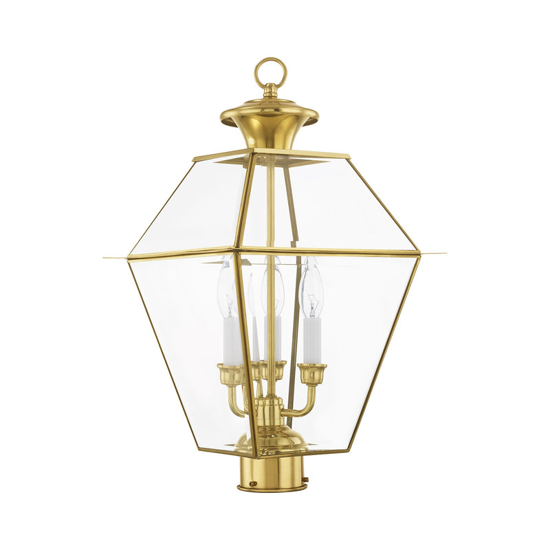 Westover 3-Light Large Outdoor Post Light in Polished Brass