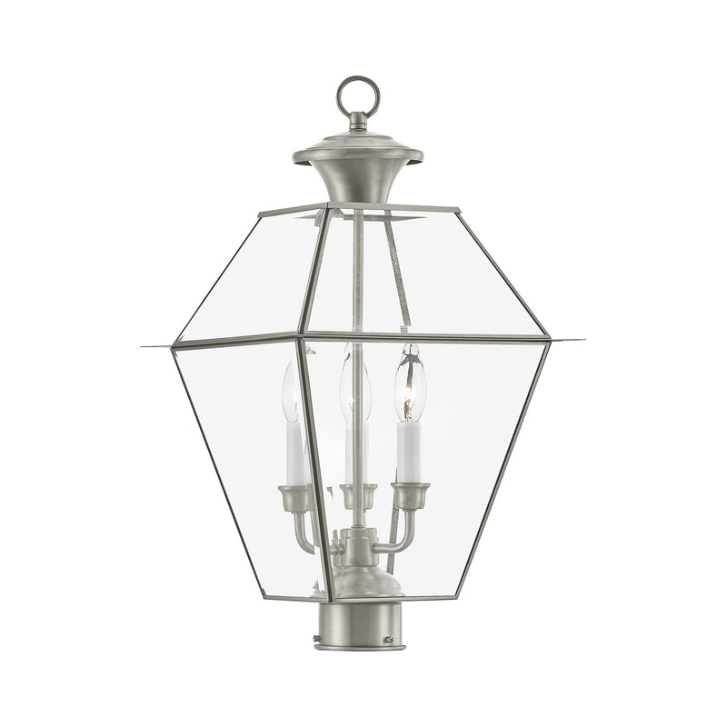 Westover 3-Light Large Outdoor Post Light in Brushed Nickel