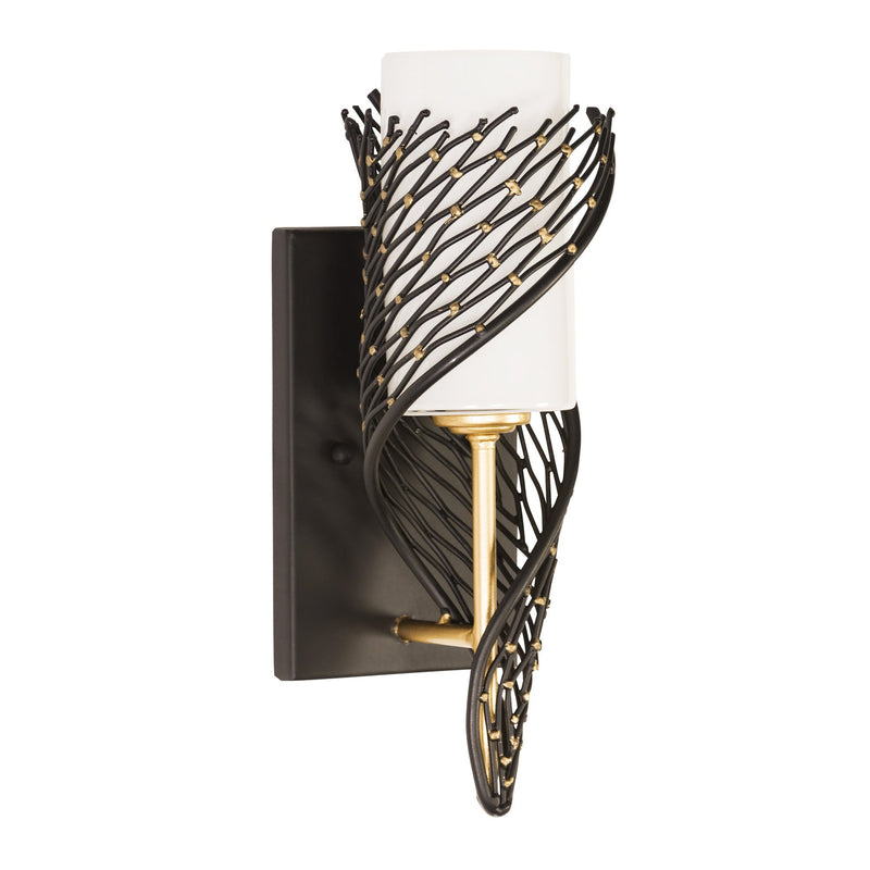 Flow 14" Left-Facing Wall Sconce in Matte Black/French Gold
