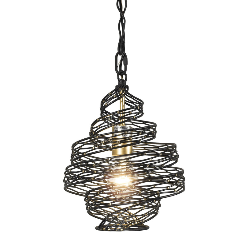 Flow 10" Mini Pendant in Matte Black/French Gold