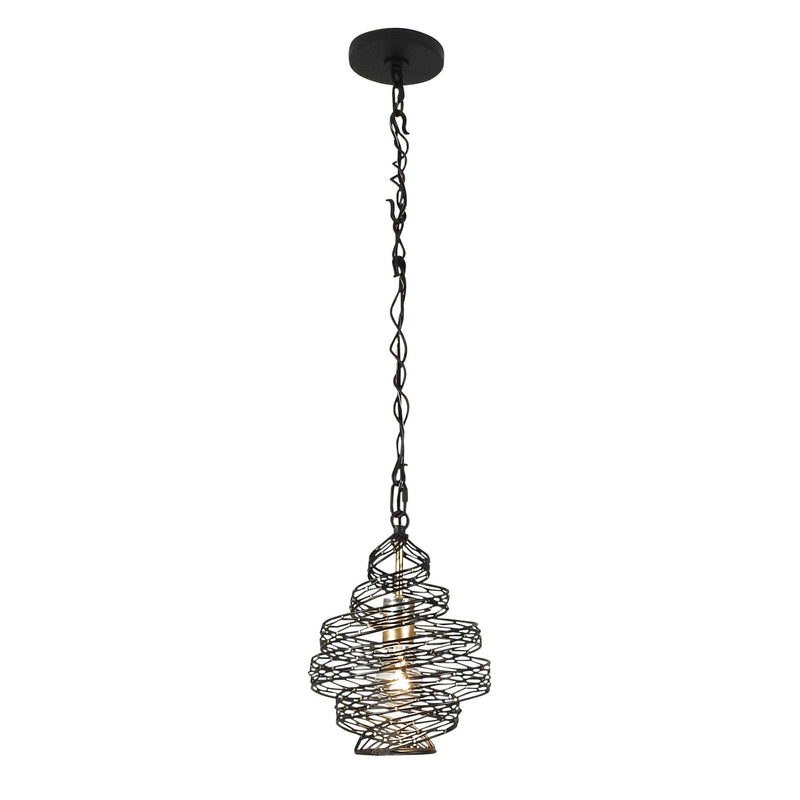 Flow 10" Mini Pendant in Matte Black/French Gold