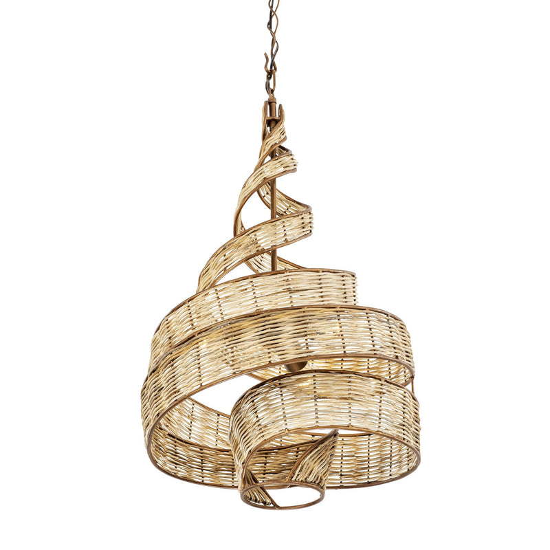 Flow 3-Light 18" Chandelier in Baguette/Natural Rattan
