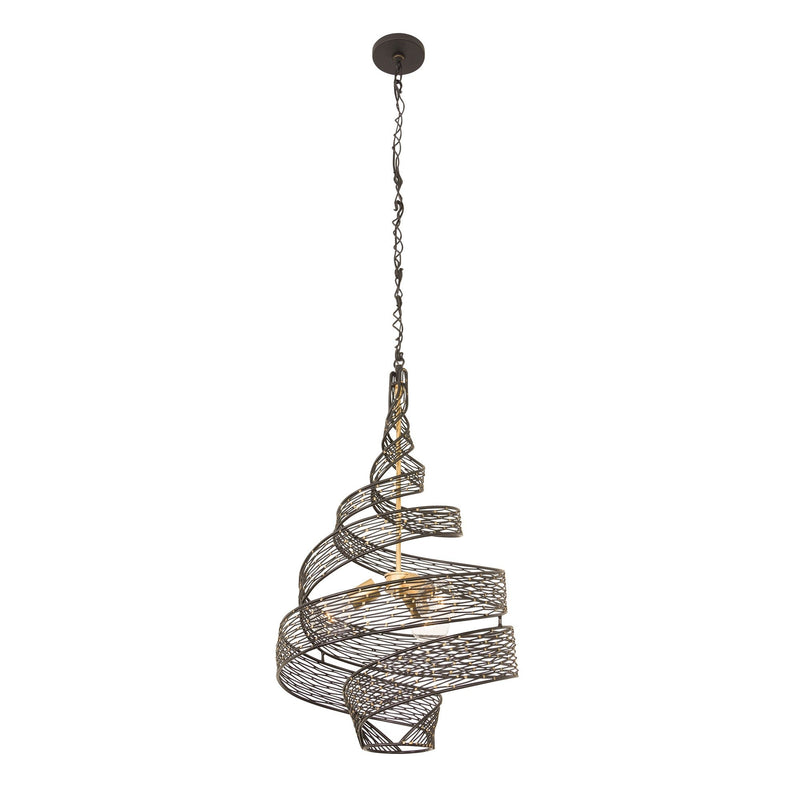 Flow 3-Light 18" Chandelier in Matte Black/French Gold