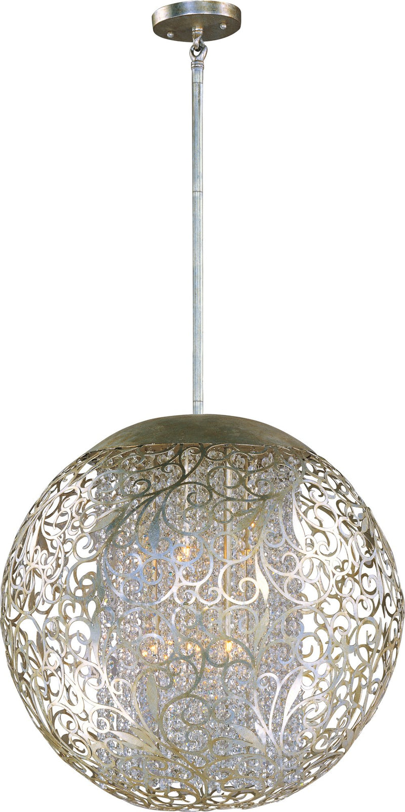 Arabesque 9 Light Globe Pendant in Golden Silver