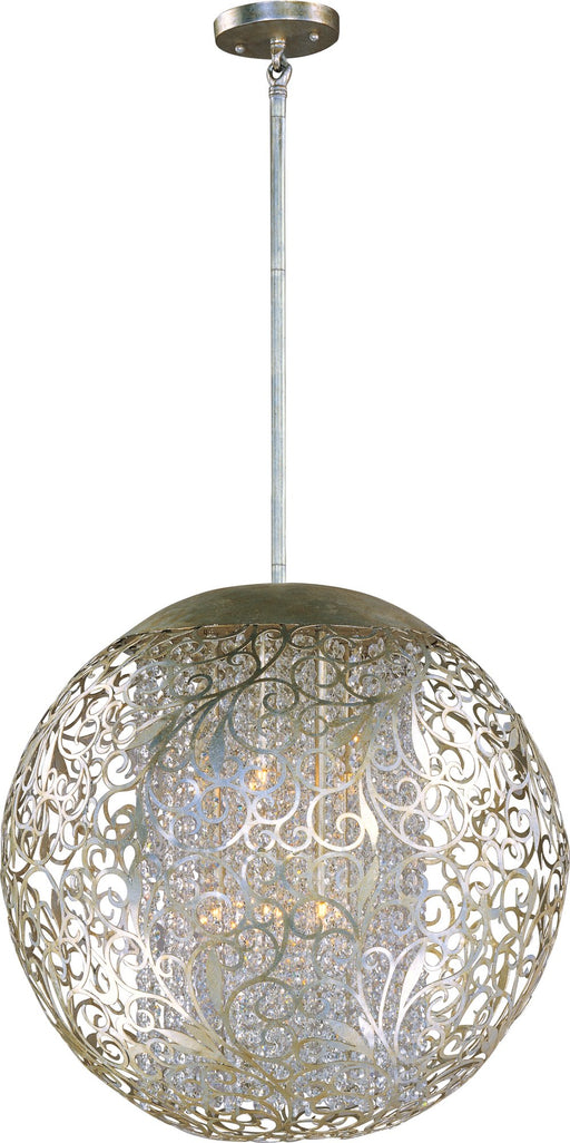 Arabesque 9 Light Globe Pendant in Golden Silver