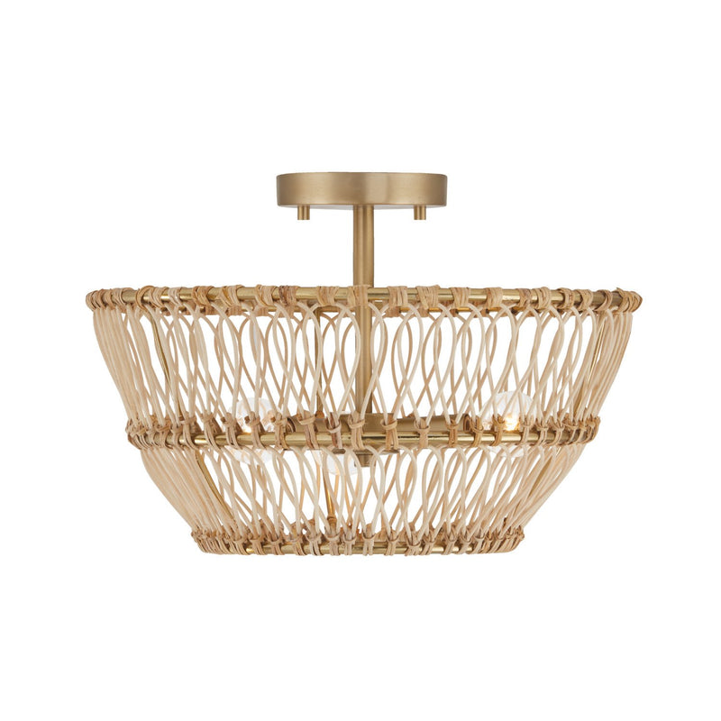 Wren 3-Light Semi-Flush Mount in Matte Brass