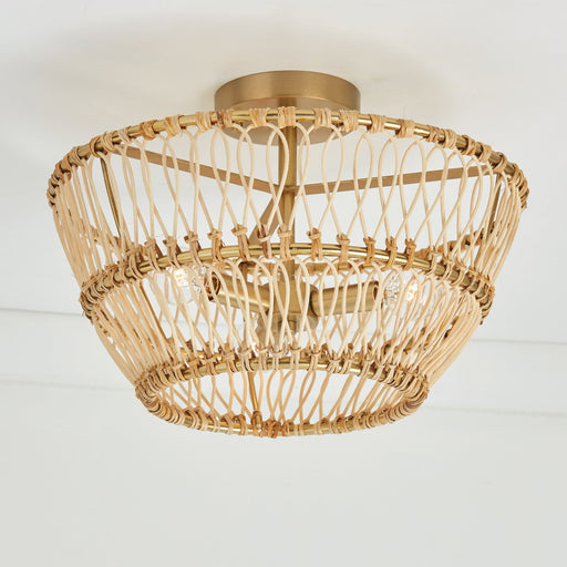 Wren 3-Light Semi-Flush Mount in Matte Brass