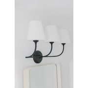 Sylvan 3 Light 23.25" Bathroom Vanity in Black Forged in a room setting