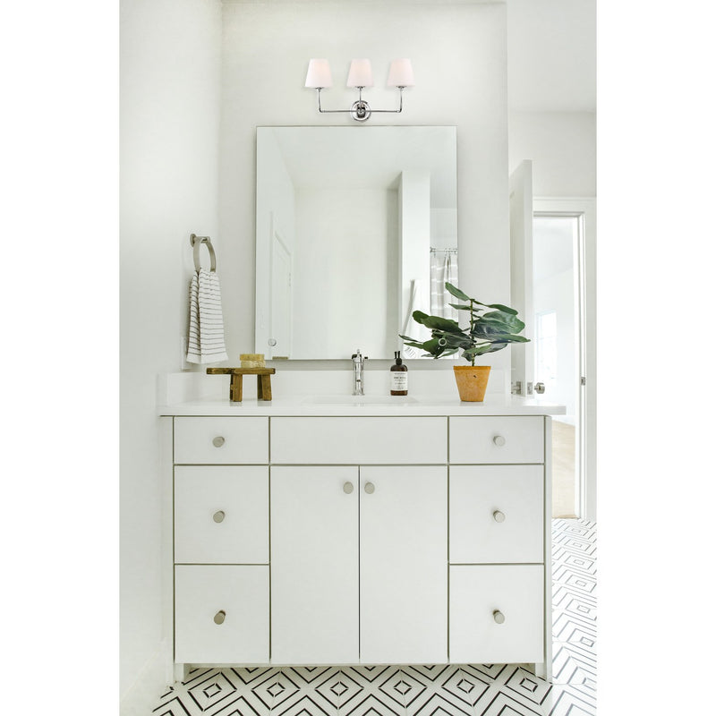 Sylvan 3 Light 23.25" Bathroom Vanity in Polished Chrome in a room setting
