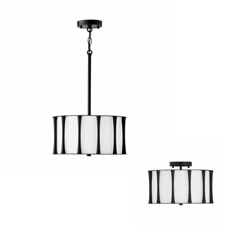 Bodie 3-Light Semi-Flush Mount in Matte Black